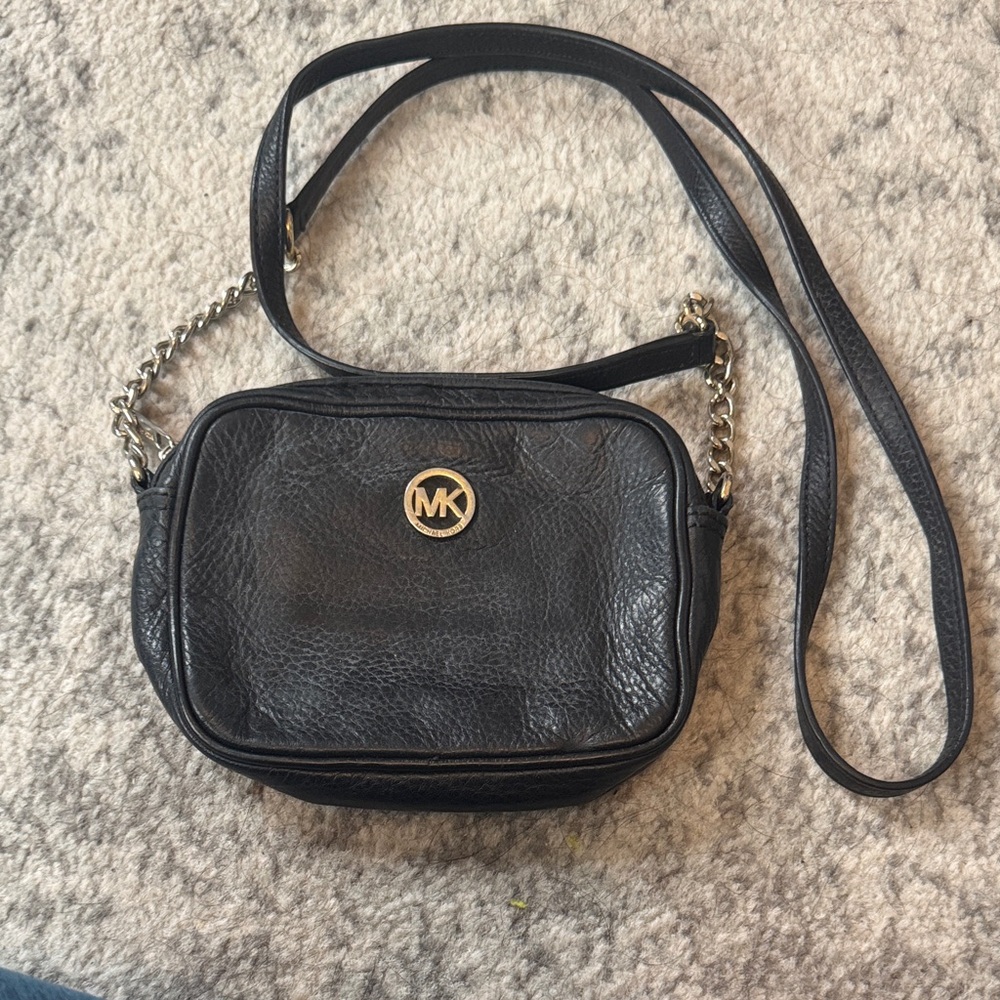 Michael Kors Black Crossbody Bag with Gold Logo
